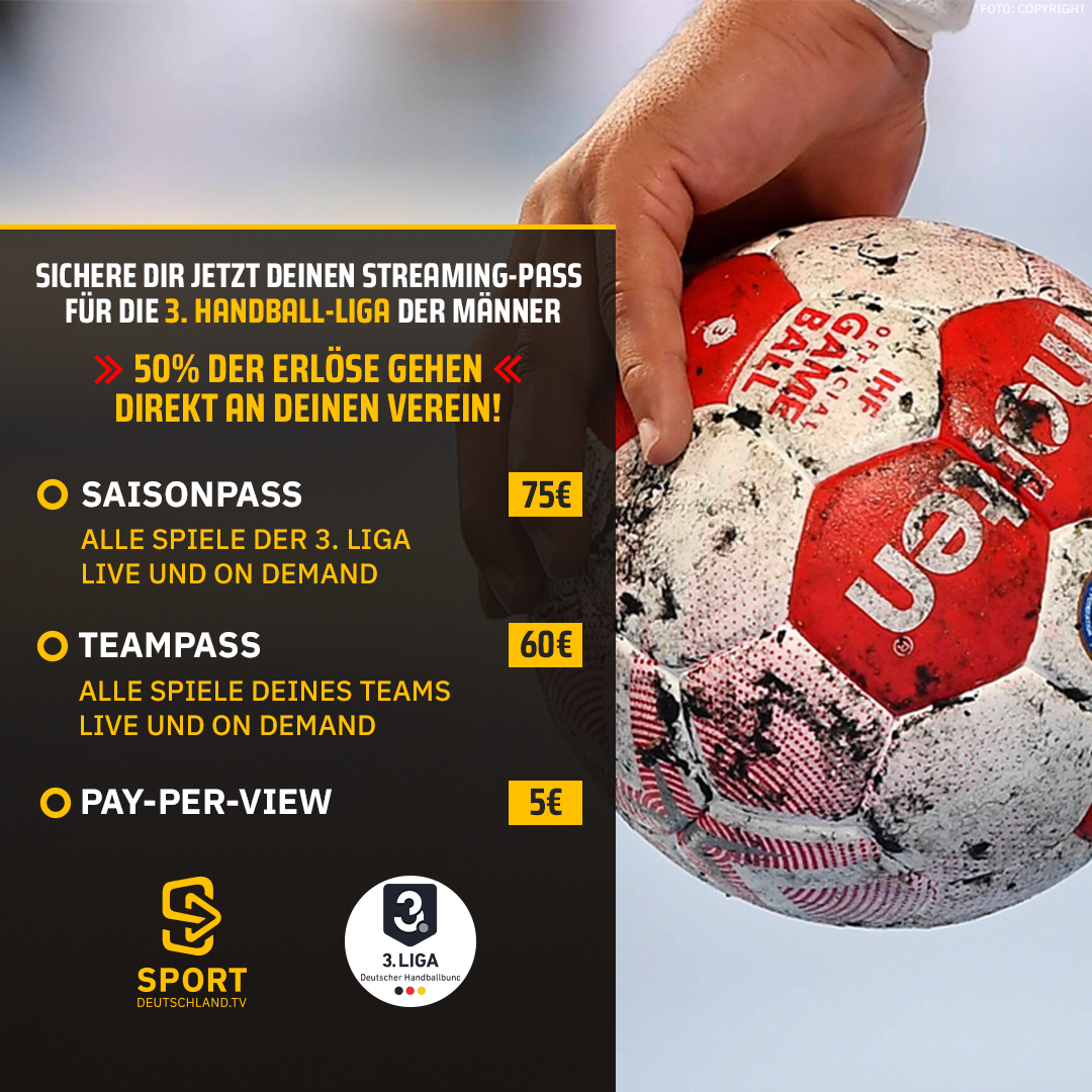 Read more about the article Livestream: Alle Drittliga-Spiele von interaktiv . Handball auf Sportdeutschland.tv