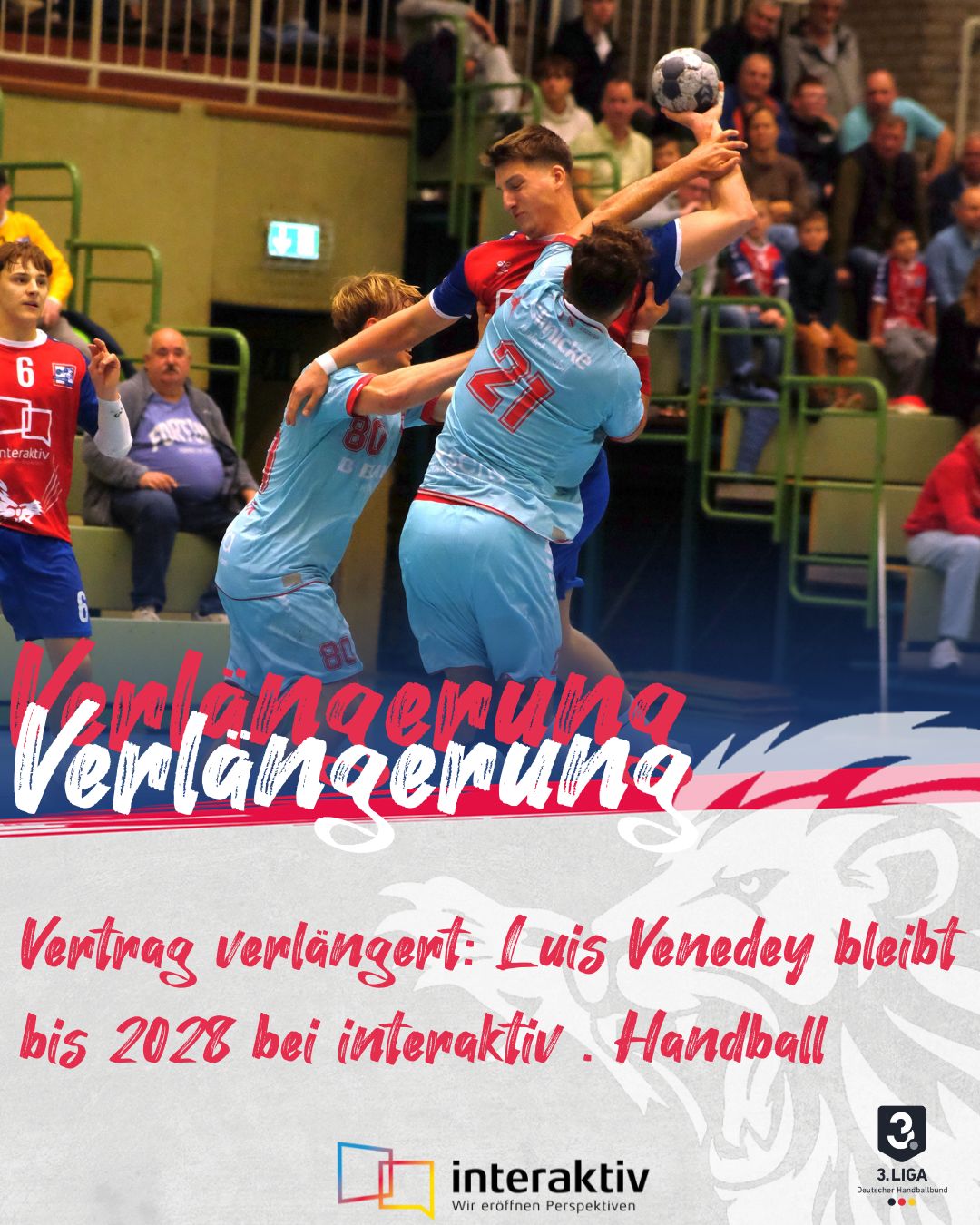 Mehr über den Artikel erfahren Luis Venedey bleibt Interaktiv . Handball bis 2028 erhalten